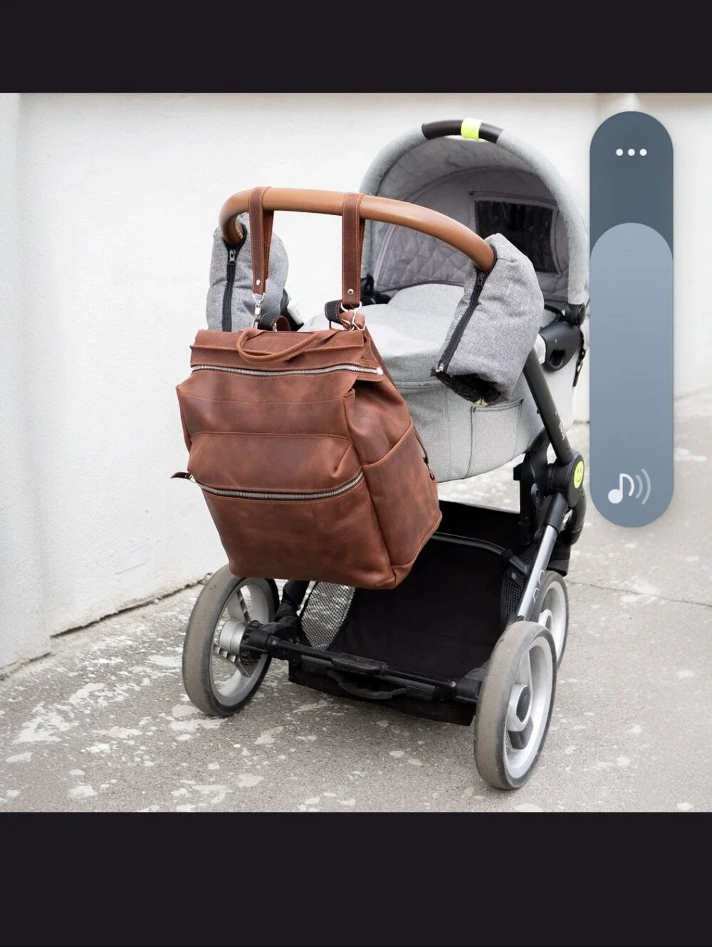 Brown Genuine Leather Diaper Backpack